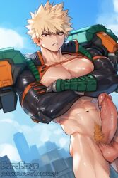 1boy ai_generated big_balls big_chest big_cock big_muscles big_penis blonde_hair boku_no_hero_academia cock dick erect_penis erection katsuki_bakugou male male_only muscular_male my_hero_academia only_male penis solo solo_male