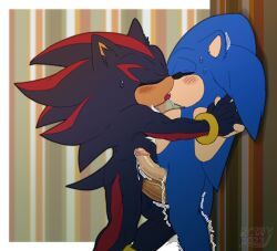 against_surface against_wall anthro blush bodily_fluids closed_eyes drool_on_face duo eulipotyphlan french_kissing frottage genital_fluids genitals hedgehog kissing making_out male male/male mammal nowykowski7 penile penis pinned precum sega sex shadow_the_hedgehog sonic_(series) sonic_the_hedgehog sonic_the_hedgehog_(series) sweat