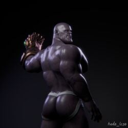 1boy ass back_view bara barazoku big_ass big_butt bubble_ass bubble_butt hado_lego jockstrap looking_at_viewer looking_back looking_back_at_viewer male male_only marvel marvel_comics muscular muscular_male purple_body purple_skin solo solo_male thanos