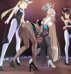 2girls 4girls absurdres anal_tail animal_ears arms_behind_back asuna_(blue_archive) asuna_(bunny)_(blue_archive) asuna_(bunny_girl)_(blue_archive) ball_gag ballgag bdsm bent_over bit_gag black_footwear black_hair black_leotard black_pantyhose blonde_hair blue_archive blue_eyes blue_leotard bondage bound bound_arms bound_hands bound_together bound_wrists breasts breasts_out bunny_ears bunny_girl bunny_girl_guard_(sr)_(blue_archive) bunnysuit captured collar collared dark-skinned_female dark_skin defeated drool drool_on_face drooling egg_vibrator enslaved faceless faceless_female fake_animal_ears fake_tail femsub fishnet_legwear fishnet_pantyhose fishnets gag gagged gagged_female glasses halo heels helpless hi_res high_heels high_resolution highres holding holding_riding_crop karin_(blue_archive) karin_(bunny)_(blue_archive) karin_(bunny_girl)_(blue_archive) kidnapped kidnapping large_breasts leash_and_collar leather leather_harness leather_straps leotard long_hair multiple_girls nipple_chain nipple_clamp nipple_clamp_pull nipple_clamps nipple_piercing nipple_pull nipple_stimulation nipples official_alternate_costume pantyhose playboy_bunny po-i-mu rabbit_ears remote_control_vibrator restrained restrained_arms restraints riding_crop saliva saliva_trail sex_slave sex_toy sex_toy_in_ass sex_toy_in_pussy slave slavegirl strapless strapless_leotard submissive_female sunglasses tagme tail tied tied_arms tied_hands tied_up tinted_eyewear very_long_hair vibrator vibrator_in_ass vibrator_in_pussy vibrator_in_thigh_strap vibrator_on_nipple white_footwear wiffle_gag yellow_eyes yuri