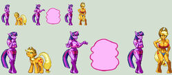 anthro anthrofied applejack_(mlp) ass_expansion bimbo bimbofication breast_expansion casetermk female huge_ass huge_breasts my_little_pony personality_change shiny_skin smooth_skin thick_lips thick_thighs transformation transformation_sequence twilight_sparkle_(mlp) wide_hips