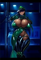 1female 1girls ai_generated asian asian_female big_breasts big_breasts big_breasts black_hair black_hair_female curvy curvy_body curvy_figure cyborg dan16369336 dark-skinned_female dark_skin female female_only green_latex japanese japanese_female komi-san_wa_komyushou_desu komi_shouko latex light-skinned_female light_skin long_hair long_hair_female pale_skin pale_skinned_female purple_eyes purple_eyes_female skimpy sole_female