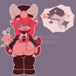 2girls angry big_belly bunny_ears button_eye chubby dialogue fat fundamental_paper_education machine_girl_(kaaatie) pink_hair siblings sisters small_breasts small_clothes thick_thighs vivian_(kaaatie) watermark xister_(kaaatie)