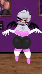 3d cally3d cosplay cryptiacurves embarrassed female five_nights_at_freddy's fredina's_nightclub marie_(cally3d) marionette_(fnaf) pose rouge_the_bat_(cosplay)