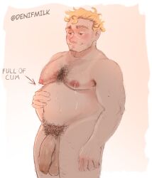 bara denif fat_man flaccid foreskin gay hair hairy_male inflated_belly inflation male male_only