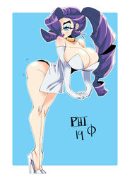 bimbophi cleavage female high_heels huge_ass huge_breasts minidress my_little_pony rarity_(mlp) straight_hair thick_lips thick_thighs