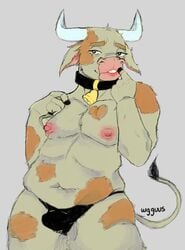 1boy bikini bovid bovine bovine_humanoid cow_ears cow_tail fur furry furry_only male male_only nipples simple_background wgguus