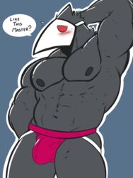 anthro darkner deltarune frankescobarx hi_res male male/male muscular solo stripper swatchling_(deltarune) undertale_(series) video_games