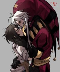 chanom2805 height_difference monster_boy monster_on_female pierrot_(the_freak_circus) self_insert the_freak_circus tongue_kiss tongue_out