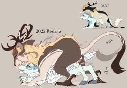 breeding elk female feral feral_on_feral goat hybrid male mating original_character redraw