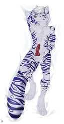 abs absurd_res animal_genitalia animal_penis anthro balls blue_eyes canid canine canis dakimakura_design digital_drawing_(artwork) digital_media_(artwork) erection felid feline fur fur_pattern genitals hi_res hybrid kadeki looking_at_viewer male male/male mammal nude pantherine penis pinup pose presenting simple_background smiley_face solo stolf_(stolfwaffles) tiger white_body white_fur wolf