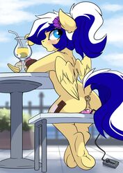 absurd_res accessory animal_genitalia animal_pussy animatedpony_(oc) anus ashley-arctic-fox ass banana beverage blue_eyes blue_hair blush chair dildo dildo_insertion dildo_sitting equid equine equine_pussy exhibitionism female female_focus female_only fence feral flower flower_in_hair food friendship_is_magic fruit fur furniture genitals hair hair_accessory hasbro hi_res looking_back mammal my_little_pony original outside pegasus penetration plant pussy raised_tail sex_toy sex_toy_in_pussy sex_toy_insertion shrub sitting solo sundae table vaginal_penetration vibrator vibrator_in_pussy white_hair wings yellow_body yellow_fur