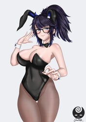 big_breasts bunny bunny_costume bunny_ears bunny_girl bunnygirl bunnysuit gartsx kson_onair ponytail purple_hair thigh_gap virtual_youtuber vshojo