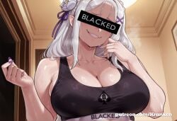 1girls ai_generated bbc_slave big_breasts blacked blacked_clothing blacked_tattoo breasts censor_bar censored_face cheating_husband cuckold emilia_(re:zero) female female_focus female_only kranken large_breasts legs light-skinned_female nail_polish nails nails_painted netorare ntr patreon patreon_url patreon_username purple_nails queen_of_spades re:zero_kara_hajimeru_isekai_seikatsu solid_color_background solo solo_female solo_focus sports_bra sports_shorts standing standing_position thick_female thick_thighs white_hair