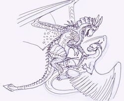 after_sex animal_genitalia bodily_fluids claws crossover cum cum_on_chest cum_splatter draco_(dragonheart) dragon dragonheart duo eragon erection feathered_wings feathers female feral feral_on_feral genital_fluids genitals horn inheritance_cycle larger_male line_art male male/female membrane_(anatomy) membranous_wings penis pull_out pussy saphira scales scalie size_difference skadjer smaller_female tongue tongue_out universal_studios western_dragon wings