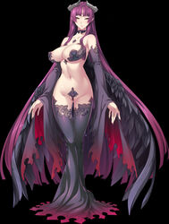 black_legwear demon_girl demon_horns demon_tail empress female forehead_jewel game_cg horns kuroinu_2_~inyoku_ni_somaru_haitoku_no_miyako,_futatabi~ long_hair milf monster_girl navel official_art pointy_ears purple_hair queen radomira succubus succubus_horns succubus_tail succubus_wings thigh_highs yellow_eyes