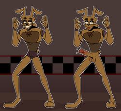 absurd_res animatronic balls bow_tie ciroking clothed clothing eyebrows five_nights_at_freddy's five_nights_at_freddy's_3 genitals glistening glistening_genitalia glistening_penis hi_res lagomorph leporid machine male male_only mammal model_sheet mrdu3 pattern_background paws penis rabbit robot scut_tail short_tail simple_background solo springtrap springtrap_(fnaf) tongue tongue_out underwear underwear_only video_games