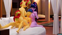 16:9 3d 4k absurdres anthro anthrofied anus areola barefoot bed bedroom blonde_hair blue_eyes blue_hair breasts closed_eyes colored_nails cutie_mark equestria_girls equid equine feet female flash_sentry_(mlp) friendship_is_magic fur furniture furry genitals group group_sex hasbro head_between_breasts highres horn horse humanoid_feet long_hair male mammal multicolored_hair my_little_pony nails nipple_fetish nipple_play nipple_suck nipples nude nyaasapphire on_bed penis pink_nail_polish pink_nails pony purple_body purple_fur purple_hair pussy red_hair sex straight sucking sunset_shimmer testicles threesome twilight_sparkle_(mlp) two_tone_hair unicorn vaginal_penetration widescreen yellow_body yellow_fur