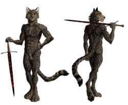 0laffson 2021 anthro ass balls feet felid feline fingers fur genitals hi_res holding_object holding_sword holding_weapon jaguar male mammal melee_weapon pantherine smile solo spots spotted_body spotted_fur sword toes topaz_(xanderh) traditional_media_(artwork) weapon