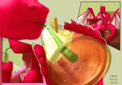 2021 5_fingers ambiguous_gender anthro anthro_dragon anthro_pred breasts close-up dragon drinking_straw english_text eve_softpaw extreme_micro female female_dragon female_focus fingers giantess holding_glass holding_object human human_prey humanoid_hands larger_female macro_female mammal membrane_(anatomy) membranous_wings micro micro_ambiguous micro_male micro_on_macro non-mammal_breasts nude nude_female oral_vore orpbus pinefool pink_body red_dragon_(animal) scalie size_difference smaller_ambiguous solo_focus swallowing text vore western_dragon white_wings wings