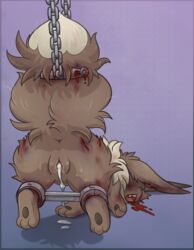 after_rape after_sex anus ass blood bodily_fluids bondage bound brown_body brown_butt brown_ears brown_fur brown_pussy brown_tail bruised chained chains cum cum_drip cum_in_pussy cum_inside cum_leaking dripping eevee female feral forced fur furry genital_fluids genitals gore hanging_by_tail hi_res leg_spreader nintendo open_mouth pain pawpads paws pokémon_(species) pokemon pussy rape restrained restraints snuff solo spread_legs spreader_bar spreading tail_bondage tongue uluri video_games wounded