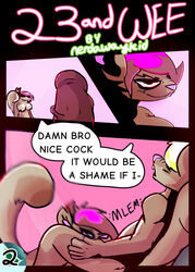 anthro blonde_hair breasts brother brother_and_sister comic duo english_text erection female female_penetrated genitals ground_squirrel hair hi_res incest josh_(nerdawaykid) lying male male/female male_penetrating male_penetrating_female mammal nerdawaykid nude on_back open_mouth oral penetration penis pink_hair rodent sciurid sex sibling simple_background sister text tree_squirrel trisha_(nerdawaykid) twincest twins