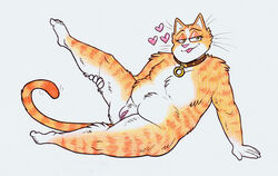 2021 5_fingers 5_toes :3 absurd_res anthro ass bedroom_eyes belly blep breasts cats_(film) clitoris collar collar_ring colored_pencil_(artwork) domestic_cat featureless_breasts feet felid feline felis female fingers fur genitals hi_res holding_thigh humanoid_face humanoid_feet humanoid_hands inviting jennyanydots littlestfuzz mammal markings narrowed_eyes no_nipples orange_body orange_fur overweight overweight_female plantigrade plump_labia pussy raised_leg seductive simple_background smile smirk solo striped_body striped_fur striped_markings striped_tail stripes tail_markings thick_thighs toes tongue tongue_out traditional_media_(artwork) whiskers white_background white_body white_fur wide_hips