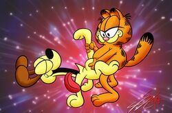 anthro garfield_(series) garfield_the_cat lobofeo male male/male odie paws,_inc. tongue tongue_out viacom