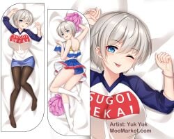 big_breasts blue_eyes clothes dakimakura dakimakura_(medium) female grey_hair looking_at_viewer solo uzaki-chan_wa_asobitai! uzaki_hana