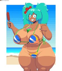 areola_slip areolae areolae_slip beach bikini brazilian brazilian_miku dark-skinned_female dark_areola dark_areolae dark_nipples dark_skin hatsune_miku huge_areola huge_areolae huge_breasts huge_thighs knees massive_breasts melomor tan_body tan_skin tanline tanlines tanned tanned_female tanned_skin thick_thighs twintails vocaloid wide_hips xmelomor24x