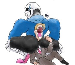 2022 2boys alielin animated_skeleton anterior_nasal_aperture arataka_reigen ass ass_focus big_ass big_butt black_bottomwear black_shorts blue_clothing blue_hoodie blue_topwear bone broly_culo butt butt_focus clothed clothing crossover crouching duo fully_clothed grin hoodie human humanoid looking_back male male/male male_only meme mob_psycho_100 open_mouth parody pink_slippers sans shorts simple_background skeleton slippers smile spread_legs spreading teeth text topwear undead undertale undertale_(series) white_background white_body