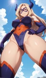 adoptable-ai ai_generated big_breats breasts curvy_female legs mount_lady mt_lady_boku_no_hero_academia my_hero_academia superheroine thick_thighs