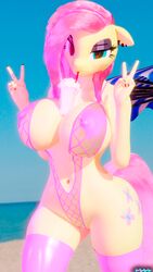 3d 4k 9:16 absurdres anthro beach beverage blue_eyes breasts colored_nails curvy_figure drinking ear_piercing equid equine eyeshadow female fluttershy_(mlp) friendship_is_magic fur furry genitals gesture hands-free_bubble_tea hasbro heart highres horse large_breasts latex_stockings looking_at_viewer makeup mammal meme my_little_pony nails navel nipple_outline nipples nyaasapphire one-piece_swimsuit outdoors piercing pink_hair pink_tail pony purple_eyeshadow pussy red_nail_polish red_nails reflection sand sea seaside sling_bikini solo straight_hair straw swimwear thighhighs v water yellow_body yellow_fur