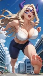 ai_generated big_breats curvy_female mount_lady mt_lady_boku_no_hero_academia my_hero_academia running superheroine thick_thighs waifulickerr