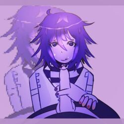 after_orgasm blue_hair cum cum_on_body cum_on_face cum_on_hair danganronpa danganronpa_v3 erect_penis erection face_closeup gay gay_sex hand_on_penis kokichi_ouma licking_lips male male_only ouma_kokichi pixelated purple_eyes purple_hair saihara_shuuichi saiouma shuichi_saihara sketch skinny spiky_hair tan_skin toony two_boys uncensored white_skin