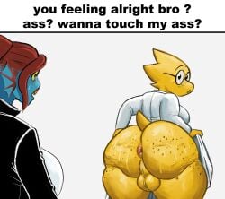 alphys balls ballsack big_ass big_breasts big_butt chubby chubby_futanari deltarune eyepatch fat_ass futanari glasses inviting inviting_to_sex lab_coat labcoat large_ass large_breasts meme nuts nutsack panties pink_panties redmanart showing_breasts showing_panties sweaty sweaty_balls sweaty_body sweaty_breasts sweaty_butt text text_box undertale undyne undyne_(deltarune) wet wet_body wet_clothes wet_clothing wet_shirt