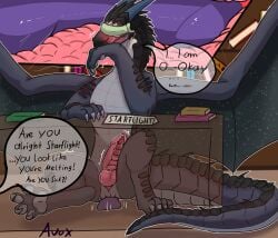 absurd_res anal anal_masturbation anal_sex anus ass avox_(artist) black_body blind blindfold blush bodily_fluids book bookshelf claws desk digital_media_(artwork) dildo dildo_in_ass dildo_insertion dildo_sitting disability dragon dripping edging embarrassed english_text erection feral finger_claws furniture genital_fluids genitals grey_body hi_res hidden_sex_toy horn internal internal_anal knot knotted_dildo knotted_penis leaking_precum library male masturbation membrane_(anatomy) membranous_wings mythological_creature mythological_scalie mythology nightwing_(wof) nude object_in_ass penetration penile penis precum precum_drip scales scalie sensory_deprivation sex sex_toy sex_toy_in_ass sex_toy_insertion shaking shaking_butt shaking_legs shy simple_background sitting sitting_on_ground smile solo speech_bubble spread_wings starflight_(wof) stealth_masturbation stealth_sex story story_in_description table tail text toe_claws toying_self wings wings_of_fire