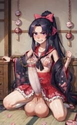 ai_generated angry autopaizuri big_balls big_penis embarrassed futanari fuxdess hairy hairy_armpits kemono long_hair nipples sitting small_breasts socks wei_li