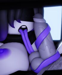 1boy 1girls 3d areolae balls breasts close-up long_tongue nipples oral original_character penis purple_eyes purple_tongue roblox robloxian rusmynth saliva tagme tongue unnamed_character white_skin