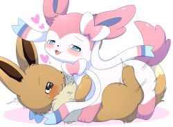 absurd_res azuo eevee eeveelution female feral generation_1_pokemon generation_6_pokemon hi_res lying male male/female nintendo on_back on_front on_side pokemon pokemon_(species) solo sylveon