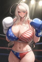 1female 1girls abs adult adult_female ai_generated american_flag american_flag_bikini athletic_female belly_button big_ass big_breasts big_butt bikini bikini_bottom bikini_top black_background blonde_hair blue_boxing_gloves blue_eyes blush boxing boxing_gloves boxing_ring breasts breasts_bigger_than_head busty curvaceous curvy_female curvy_figure exhausted female female_focus fight fighting_stance fit_female huge_breasts large_breasts light-skinned_female light_skin lighting long_hair massive_breasts mature_female mature_woman muscular muscular_arms muscular_female muscular_legs muscular_thighs navel nervous nervous_expression nervous_female original original_character solo solo_female solo_focus standing steaming_body sweat sweatdrop sweating thick thick_hips thick_legs thick_thighs thighs tired tired_expression tired_look toned toned_body toned_female voluptuous voluptuous_female waist white_boxing_gloves wide_hips wide_thighs wrestling_ring yashiro0930_(artist)