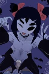 black_eyes black_hair blue_body cow_girl monster monster_girl muffet passionate questionable_consent undertale