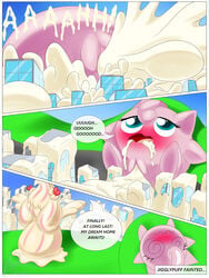 3:4 alcremie ambiguous_gender blush bodily_fluids building city cum cum_explosion cum_in_mouth cum_in_pussy cum_inside digital_media_(artwork) duo excessive_cum female flooding food food_creature fruit genital_fluids genitals goo_creature hi_res hyper hyper_genitalia jigglypuff macro nintendo nude open_mouth optixpanda plant pokemon pokemon_(species) pokemon_focus pussy strawberry text video_games