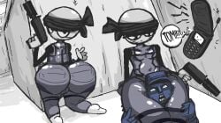 ass_focus ass_up bandana bandana_on_head black_arms blue_skin cellphone choking_with_thighs el_sick femboy gay grey_skin gun head_between_legs head_between_thighs looking_at_viewer metal_gear_solid military name_drop nerd nerdy oc shiny_clothes silencer silly_face solid_snake_(cosplay) stealth tagme_(artist) tagme_(character) thick_thighs thighs tight_clothes tight_clothing tight_fit weapon white_socks