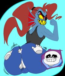 anthro ass assjob big_butt bone buttjob covered_buttjob deltarune dry_humping duo female fish hot_dogging male male/female marine ninoeros sans skeleton snailbail22 straight tobyfox undertale undertale_(series) undyne video_games wide_hips