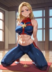 ai_generated anime anime_style captain_marvel peeing peeing yoga