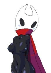 anthro black_skin blue_nipples breasts cape hornet_(hollow_knight) multiple_versions nsfw_null pixel_art pussy shiny_skin thick_ass thick_thighs