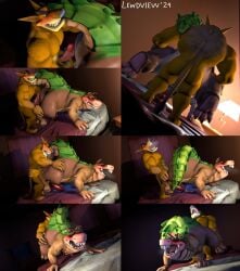 3d activision anthro anus ass ass_up balls bed bedroom bedroom_sex belly big_belly bite blush bodily_fluids body_grab canid canine canis clenched_teeth closed_eyes crash_(series) crocodile crocodilian cum dasyuromorph digital_media_(artwork) dingo dingodile dominant duo ejaculation eyebrows fr34ky4urry123 from_behind_position fucked_silly furniture genital_fluids genitals happy happy_sex hi_res holding_both_legs holding_both_thighs hot_dogging humping lewdview looking_at_another looking_at_partner looking_back looking_back_at_another looking_back_at_partner looking_pleasured lying male male/male mammal marsupial motion_lines muscular muscular_anthro muscular_male muscular_on_overweight narrowed_eyebrows nude on_bed on_front open_mouth orgasm orgasm_face overweight overweight_anthro overweight_male pecs penile penis pillow raised_eyebrows raised_foot recently_extinct_species reptile romantic romantic_couple romantic_sex rough_sex scalie scrunchy_face sequence sex size_difference small_dom_big_sub source_filmmaker_(artwork) tail tail_aside teeth thylacine tiny_tiger wheelbarrow_position