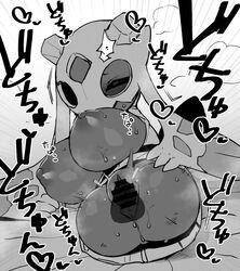 areola big_breasts blush bodily_fluids breasts censored dark_body dark_skin disembodied_penis duo female female_penetrated froslass genital_fluids genitals ghost greyscale hi_res humanoid japanese_text katuu legless male monochrome nintendo nipples penetration penile penile_penetration penis pokémon_(species) pokemon pokemon_(species) pussy pussy_juice sound_effects spirit sweat text translucent translucent_penis vaginal_penetration video_games