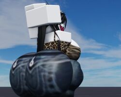 1girls 3d ass ass_focus big_ass butt_focus clothed deviantart dreerftrddd huge_ass roblox roblox_avatar robloxian stretching